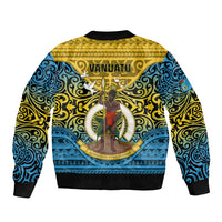 Vanuatu Sanma Province Bomber Jacket Coat Of Arms And Namele Fern Polynesian Pattern LT05 - Polynesian Pride