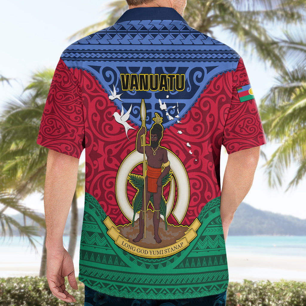 Vanuatu Shefa Province Hawaiian Shirt Coat Of Arms And Namele Fern Polynesian Pattern LT05 - Polynesian Pride