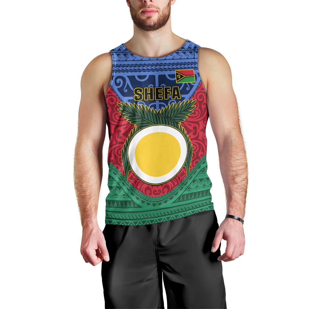 Vanuatu Shefa Province Men Tank Top Coat Of Arms And Namele Fern Polynesian Pattern LT05 - Polynesian Pride