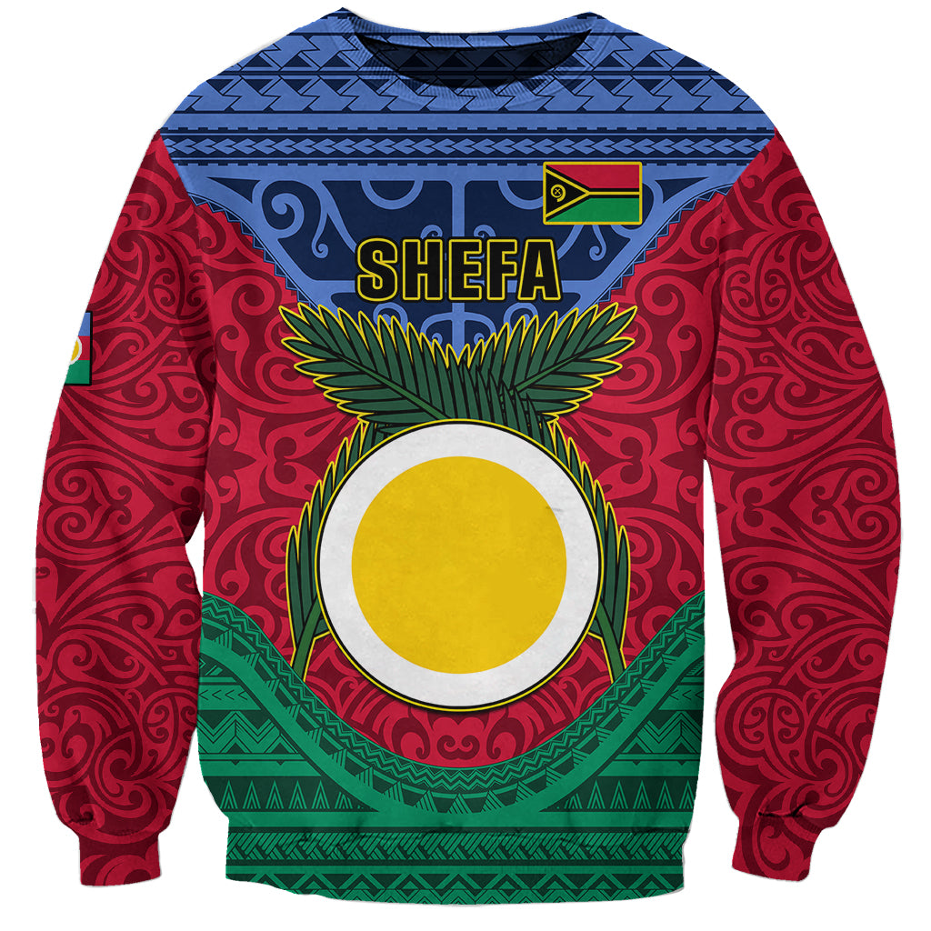 Vanuatu Shefa Province Sweatshirt Coat Of Arms And Namele Fern Polynesian Pattern LT05 Unisex Red - Polynesian Pride