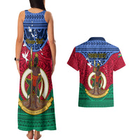 Personalized Vanuatu Shefa Province Couples Matching Tank Maxi Dress and Hawaiian Shirt Coat Of Arms And Namele Fern Polynesian Pattern LT05 - Polynesian Pride