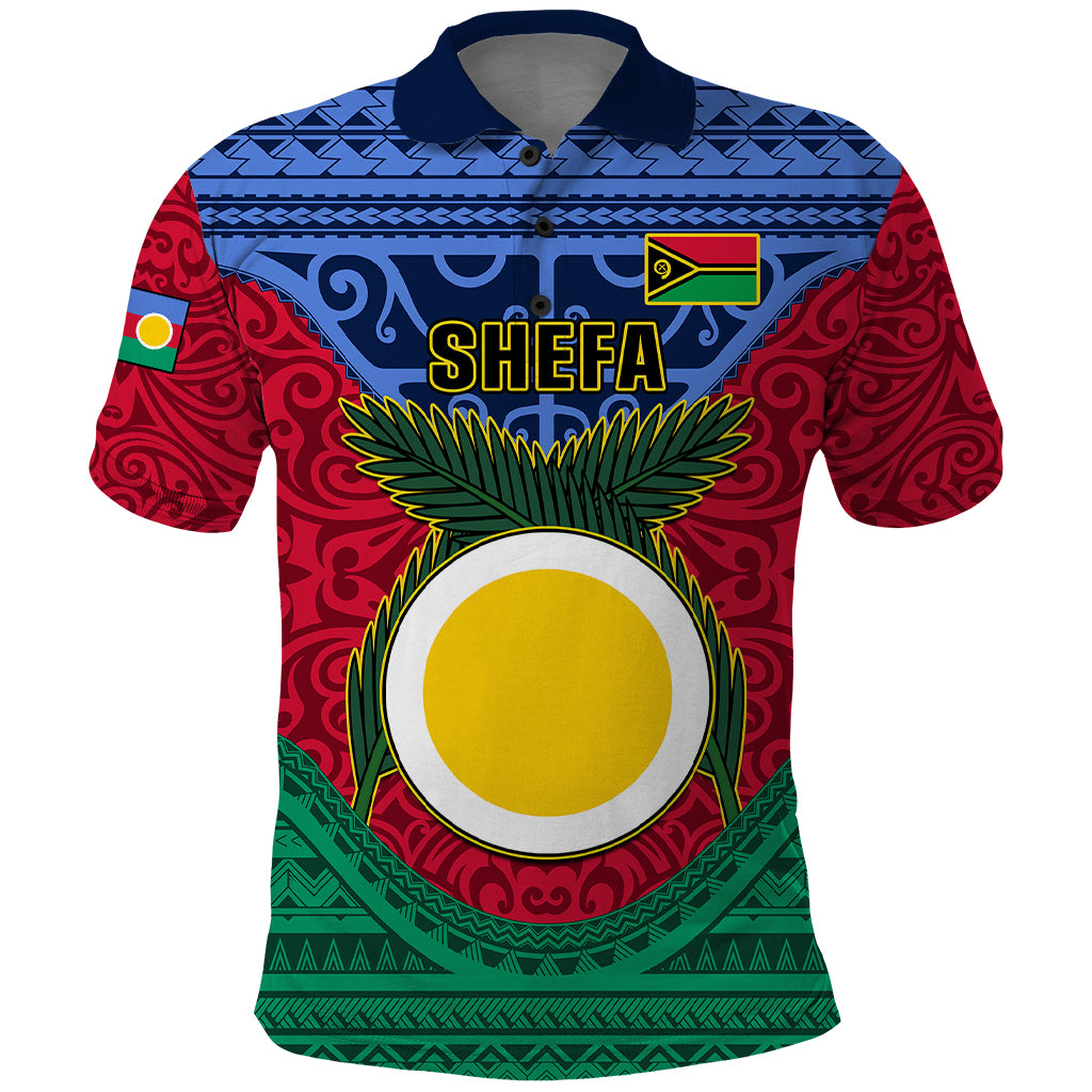 Personalized Vanuatu Shefa Province Polo Shirt Coat Of Arms And Namele Fern Polynesian Pattern LT05 Red - Polynesian Pride
