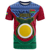 Personalized Vanuatu Shefa Province T Shirt Coat Of Arms And Namele Fern Polynesian Pattern LT05 Red - Polynesian Pride