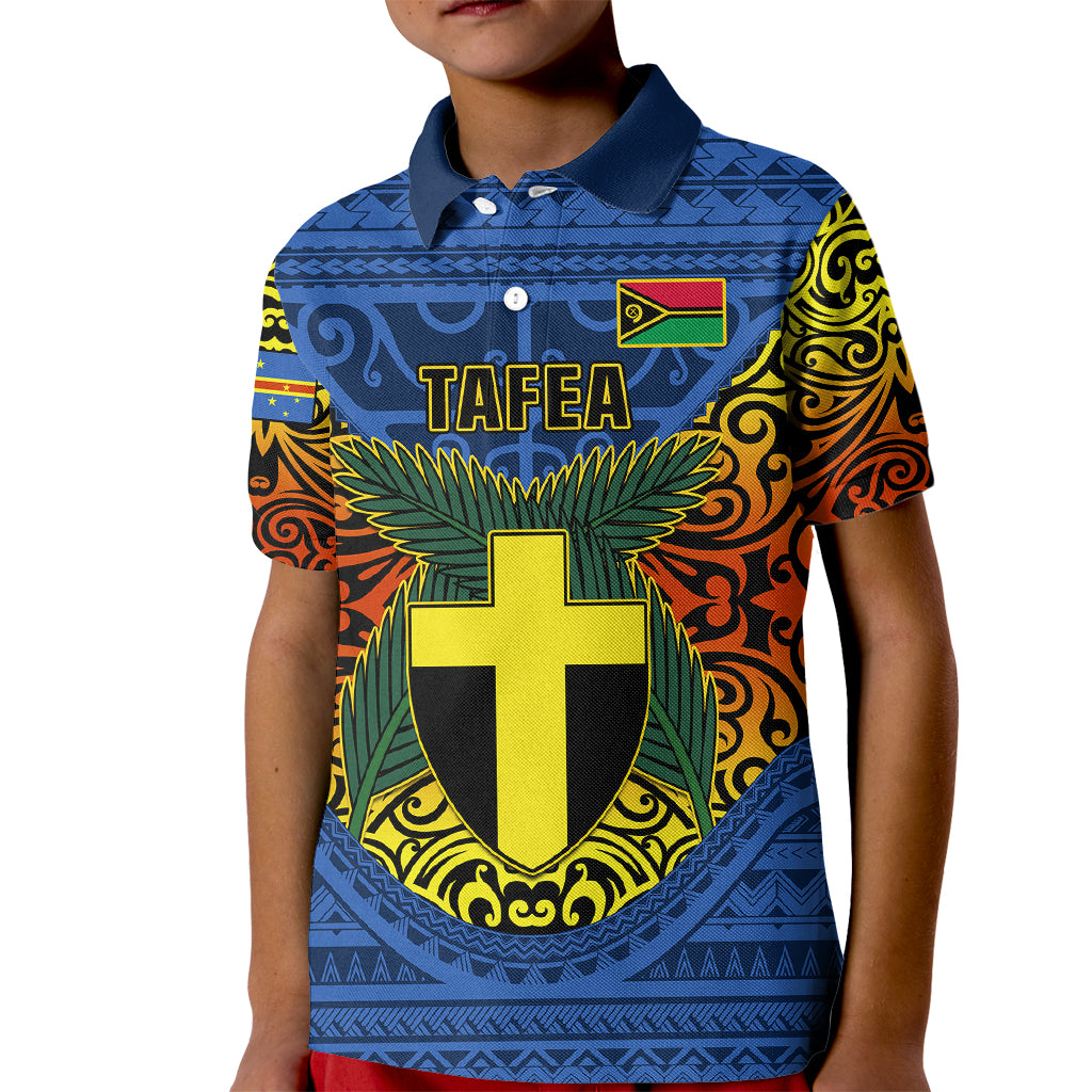 Vanuatu Tafea Province Kid Polo Shirt Coat Of Arms And Namele Fern Polynesian Pattern LT05 Kid Blue - Polynesian Pride