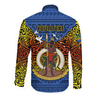 Personalized Vanuatu Tafea Province Long Sleeve Button Shirt Coat Of Arms And Namele Fern Polynesian Pattern LT05 - Polynesian Pride