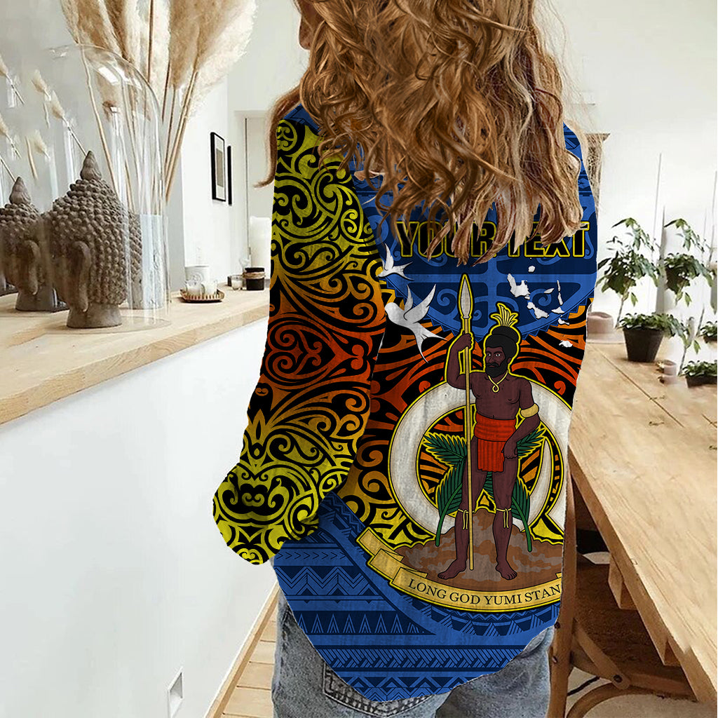 Personalized Vanuatu Tafea Province Women Casual Shirt Coat Of Arms And Namele Fern Polynesian Pattern LT05 - Polynesian Pride