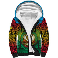 Vanuatu Torba Province Sherpa Hoodie Vanuatuan Coat Of Arms Polynesian Pattern LT05 Unisex Green - Polynesian Pride