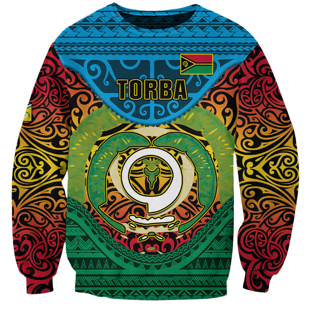 Vanuatu Torba Province Sweatshirt Vanuatuan Coat Of Arms Polynesian Pattern LT05 Unisex Green - Polynesian Pride