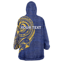 Personalised Nauru Angam Day Wearable Blanket Hoodie Gold Navy Tribal Pattern LT05 - Polynesian Pride