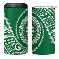 Cook Islands Gospel Day 4 in 1 Can Cooler Tumbler Green Tribal Curves LT05 One Size: 16 oz Green - Polynesian Pride