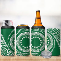 Cook Islands Gospel Day 4 in 1 Can Cooler Tumbler Green Tribal Curves LT05 - Polynesian Pride