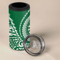 Cook Islands Gospel Day 4 in 1 Can Cooler Tumbler Green Tribal Curves LT05 - Polynesian Pride