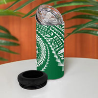Cook Islands Gospel Day 4 in 1 Can Cooler Tumbler Green Tribal Curves LT05 - Polynesian Pride