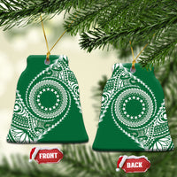Cook Islands Gospel Day Ceramic Ornament Green Tribal Curves