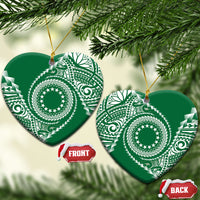 Cook Islands Gospel Day Ceramic Ornament Green Tribal Curves