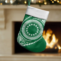 Cook Islands Gospel Day Christmas Stocking Green Tribal Curves LT05 Set of 2 Green - Polynesian Pride