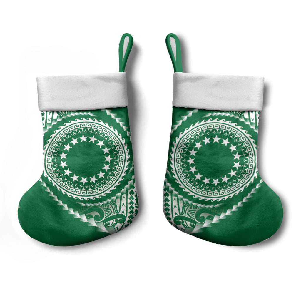 Cook Islands Gospel Day Christmas Stocking Green Tribal Curves LT05 - Polynesian Pride