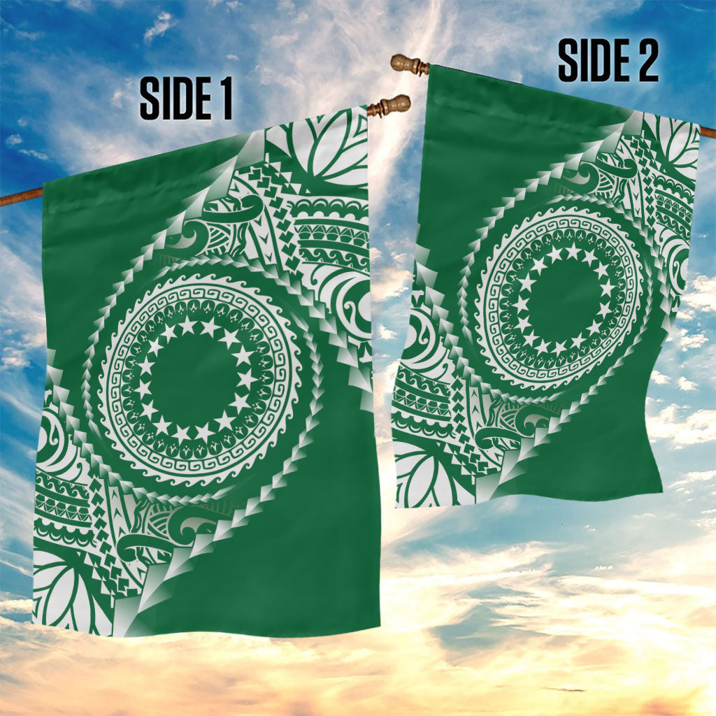 Cook Islands Gospel Day Garden Flag Green Tribal Curves