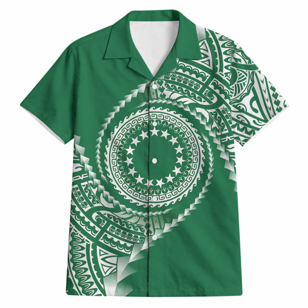 Cook Islands Gospel Day Hawaiian Shirt Green Tribal Curves