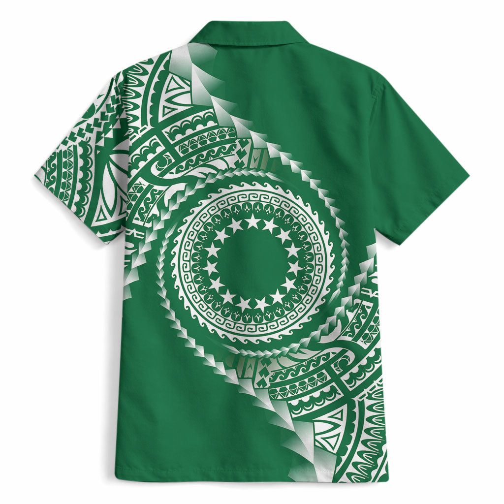 Cook Islands Gospel Day Hawaiian Shirt Green Tribal Curves