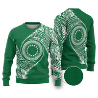Cook Islands Gospel Day Ugly Christmas Sweater Green Tribal Curves LT05 Green - Polynesian Pride