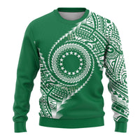 Cook Islands Gospel Day Ugly Christmas Sweater Green Tribal Curves LT05 - Polynesian Pride