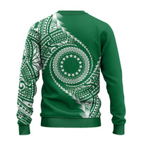 Cook Islands Gospel Day Ugly Christmas Sweater Green Tribal Curves LT05 - Polynesian Pride