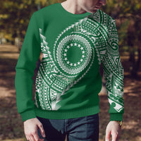 Cook Islands Gospel Day Ugly Christmas Sweater Green Tribal Curves LT05 - Polynesian Pride
