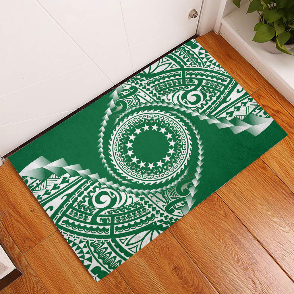 Cook Islands Gospel Day Rubber Doormat Green Tribal Curves LT05 - Polynesian Pride