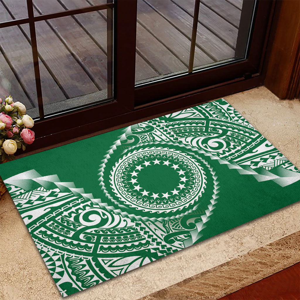 Cook Islands Gospel Day Rubber Doormat Green Tribal Curves LT05 - Polynesian Pride