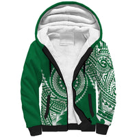 Cook Islands Gospel Day Sherpa Hoodie Green Tribal Curves LT05 Unisex Green - Polynesian Pride