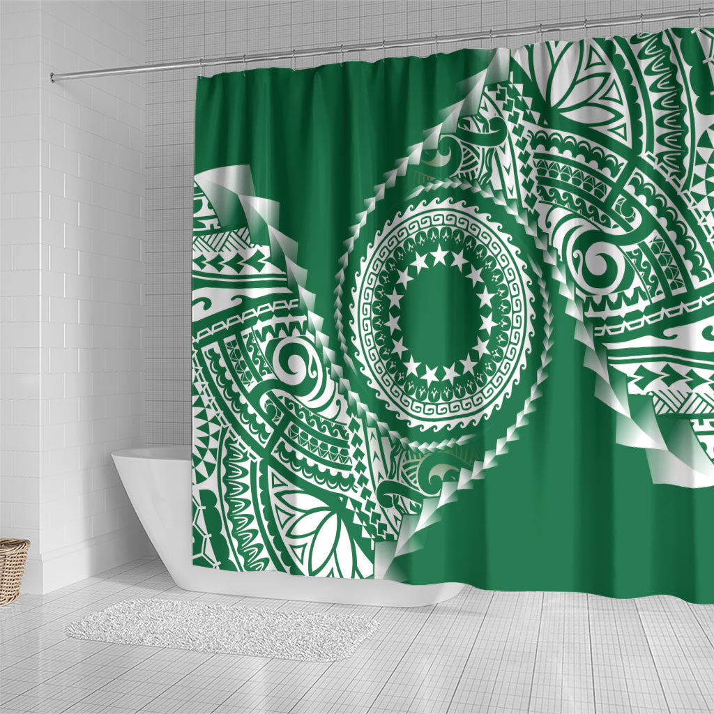 Cook Islands Gospel Day Shower Curtain Green Tribal Curves