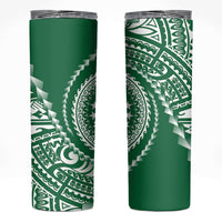 Cook Islands Gospel Day Skinny Tumbler Green Tribal Curves LT05 Green - Polynesian Pride