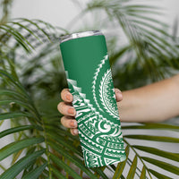 Cook Islands Gospel Day Skinny Tumbler Green Tribal Curves LT05 - Polynesian Pride