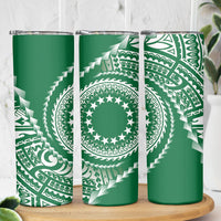 Cook Islands Gospel Day Skinny Tumbler Green Tribal Curves LT05 - Polynesian Pride