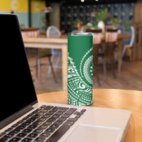 Cook Islands Gospel Day Skinny Tumbler Green Tribal Curves LT05 - Polynesian Pride