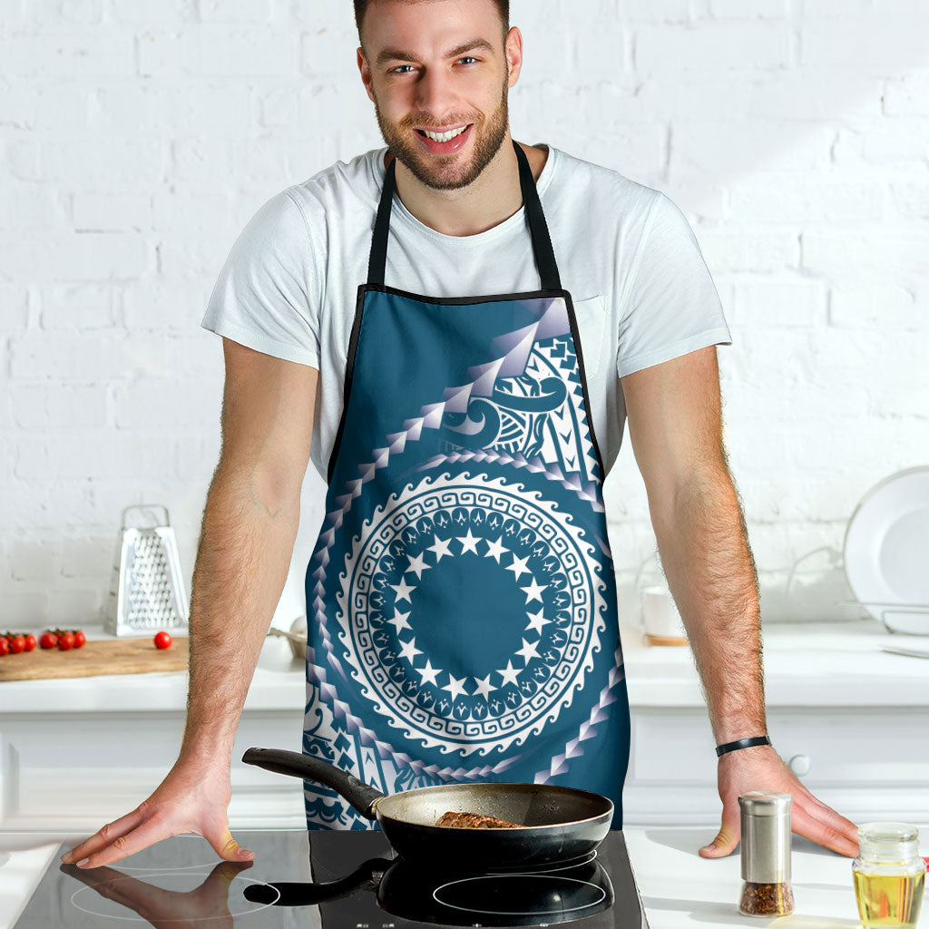Cook Islands Gospel Day Apron Blue Tribal Curves
