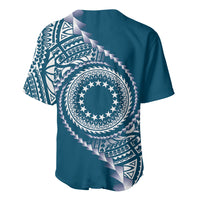 Cook Islands Gospel Day Baseball Jersey Blue Tribal Curves