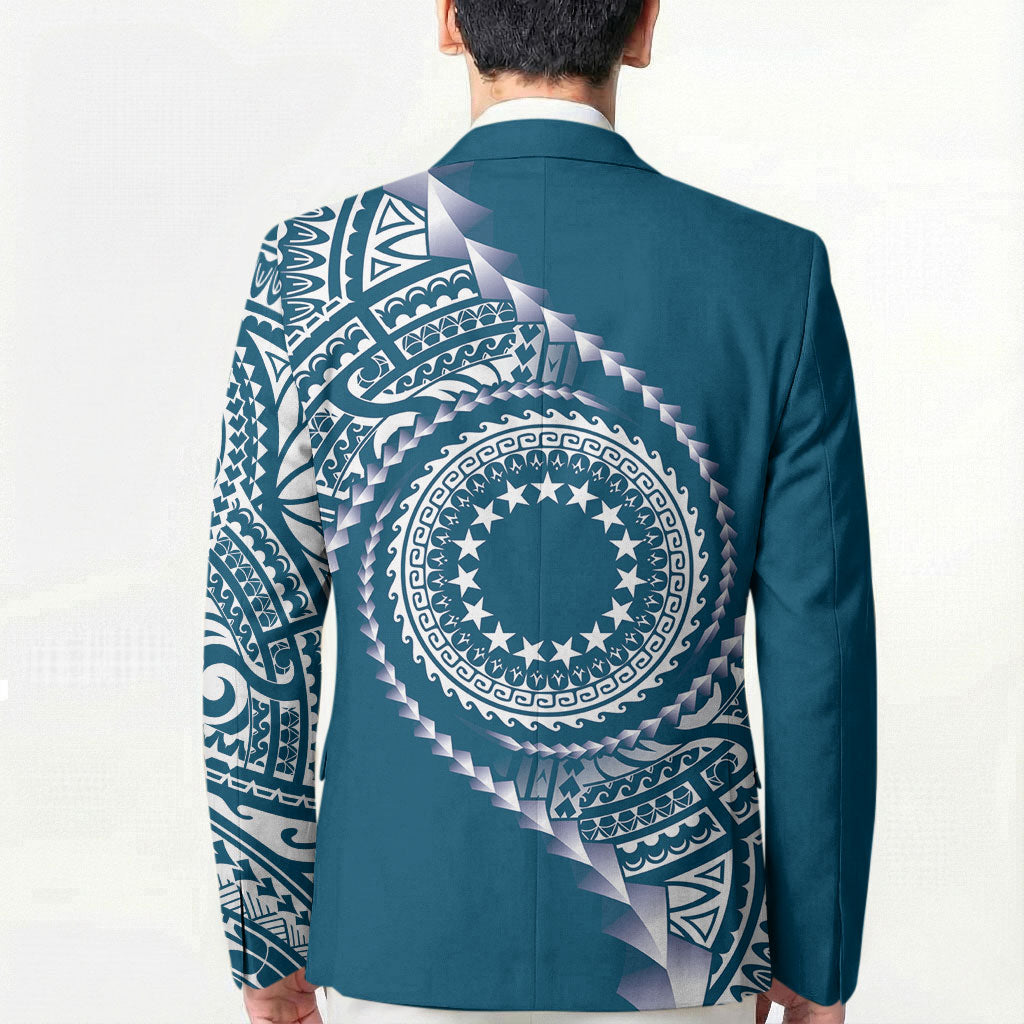 Cook Islands Gospel Day Blazer Blue Tribal Curves