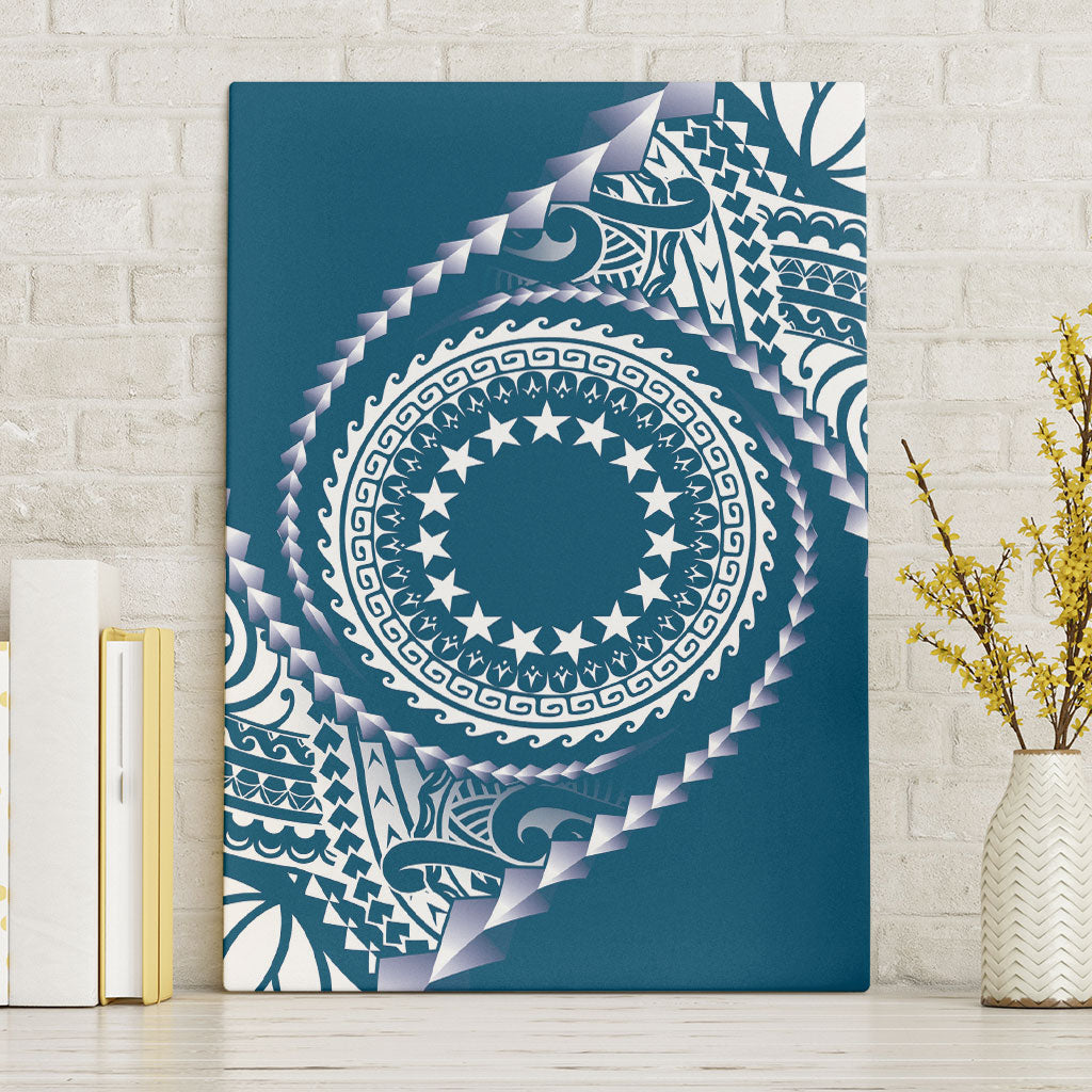 Cook Islands Gospel Day Canvas Wall Art Blue Tribal Curves LT05 Without Frame Blue - Polynesian Pride