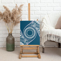 Cook Islands Gospel Day Canvas Wall Art Blue Tribal Curves