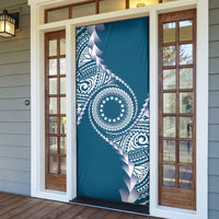 Cook Islands Gospel Day Door Cover Blue Tribal Curves LT05 - Polynesian Pride