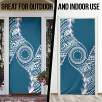 Cook Islands Gospel Day Door Cover Blue Tribal Curves LT05 - Polynesian Pride