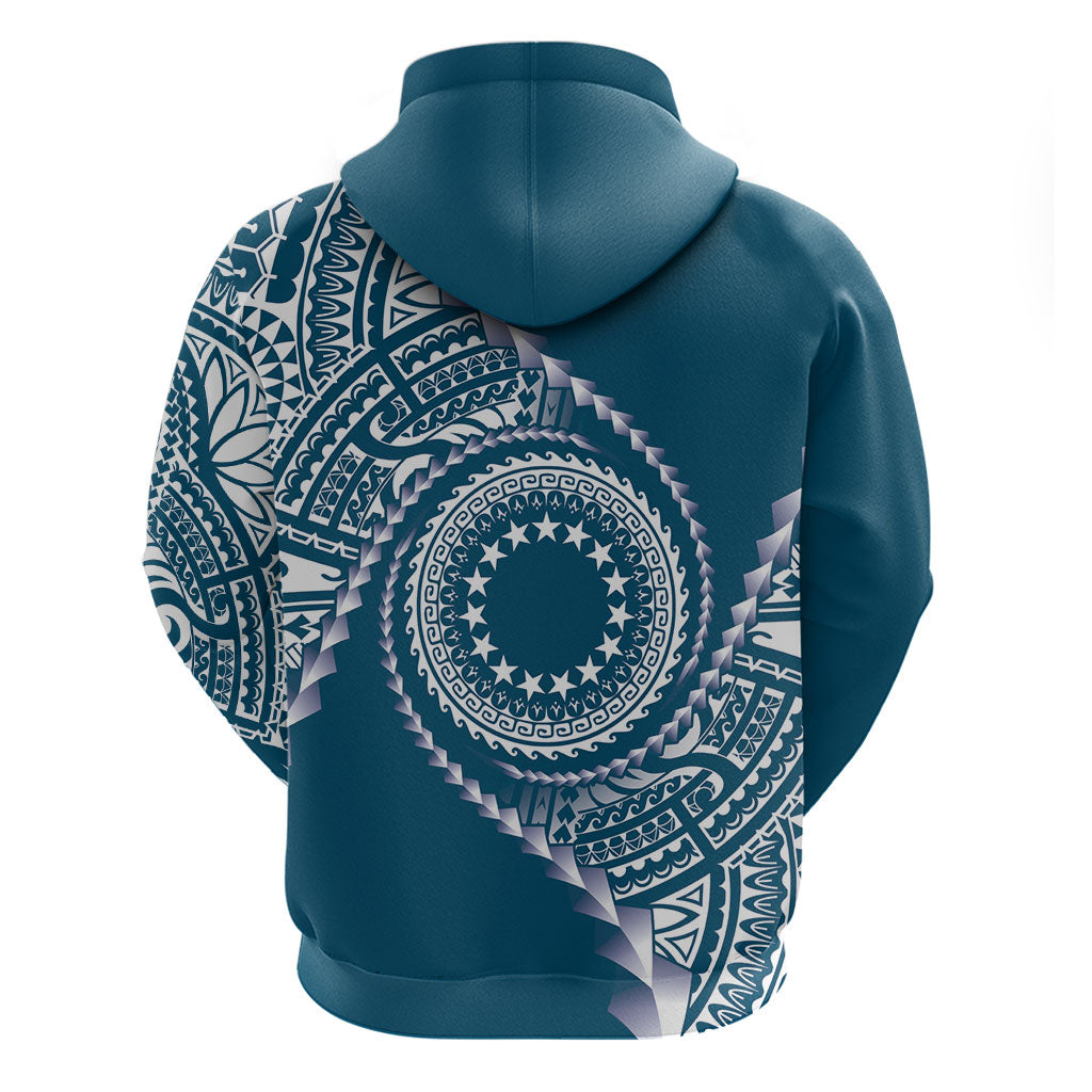 Cook Islands Gospel Day Hoodie Blue Tribal Curves LT05 - Polynesian Pride