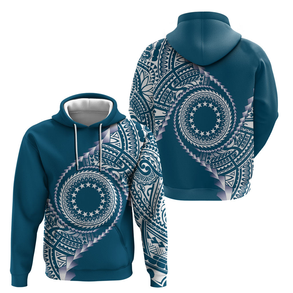 Cook Islands Gospel Day Hoodie Blue Tribal Curves LT05 - Polynesian Pride