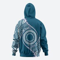 Cook Islands Gospel Day Hoodie Blue Tribal Curves LT05 - Polynesian Pride
