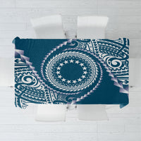 Cook Islands Gospel Day Tablecloth Blue Tribal Curves LT05 Blue - Polynesian Pride