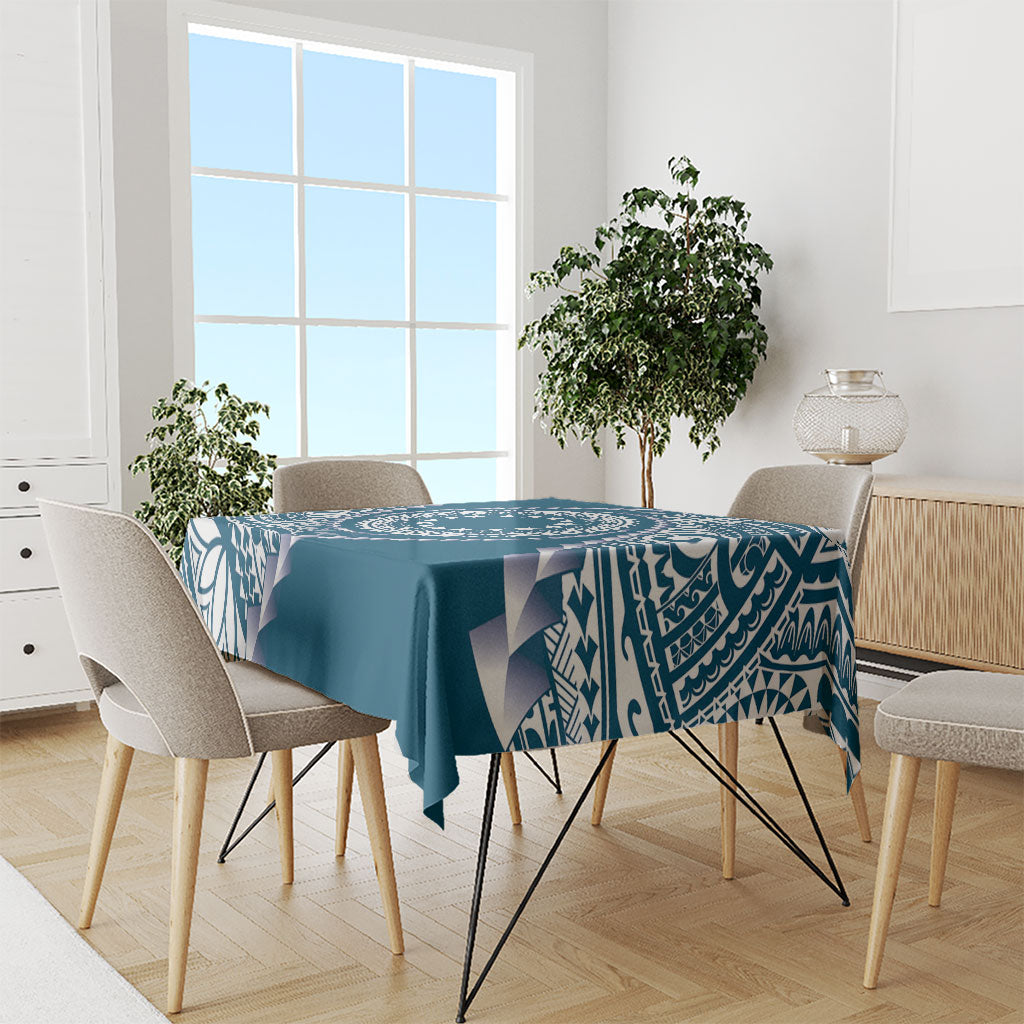 Cook Islands Gospel Day Tablecloth Blue Tribal Curves LT05 - Polynesian Pride