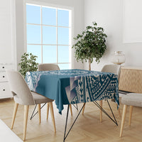 Cook Islands Gospel Day Tablecloth Blue Tribal Curves LT05 - Polynesian Pride
