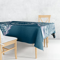 Cook Islands Gospel Day Tablecloth Blue Tribal Curves LT05 - Polynesian Pride